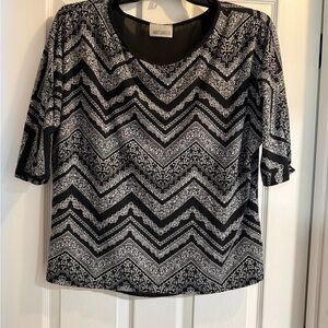 Hot Ginger Black and White Chevron Women's Top